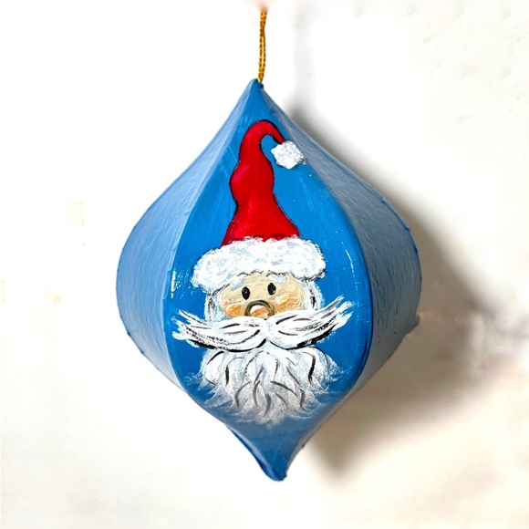 ORIGINAL Hand Painted Rudolph Hermie Santa 6 Side Paper Mache Christmas Ornament - Picture 9 of 9